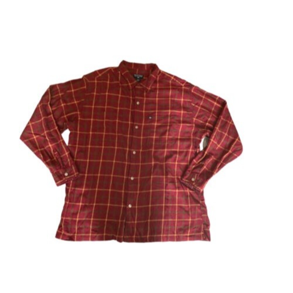 Polo Jeans Co. Ralph Lauren Mens LS Cotton Red Plaid Button Down Shirt Size L‎